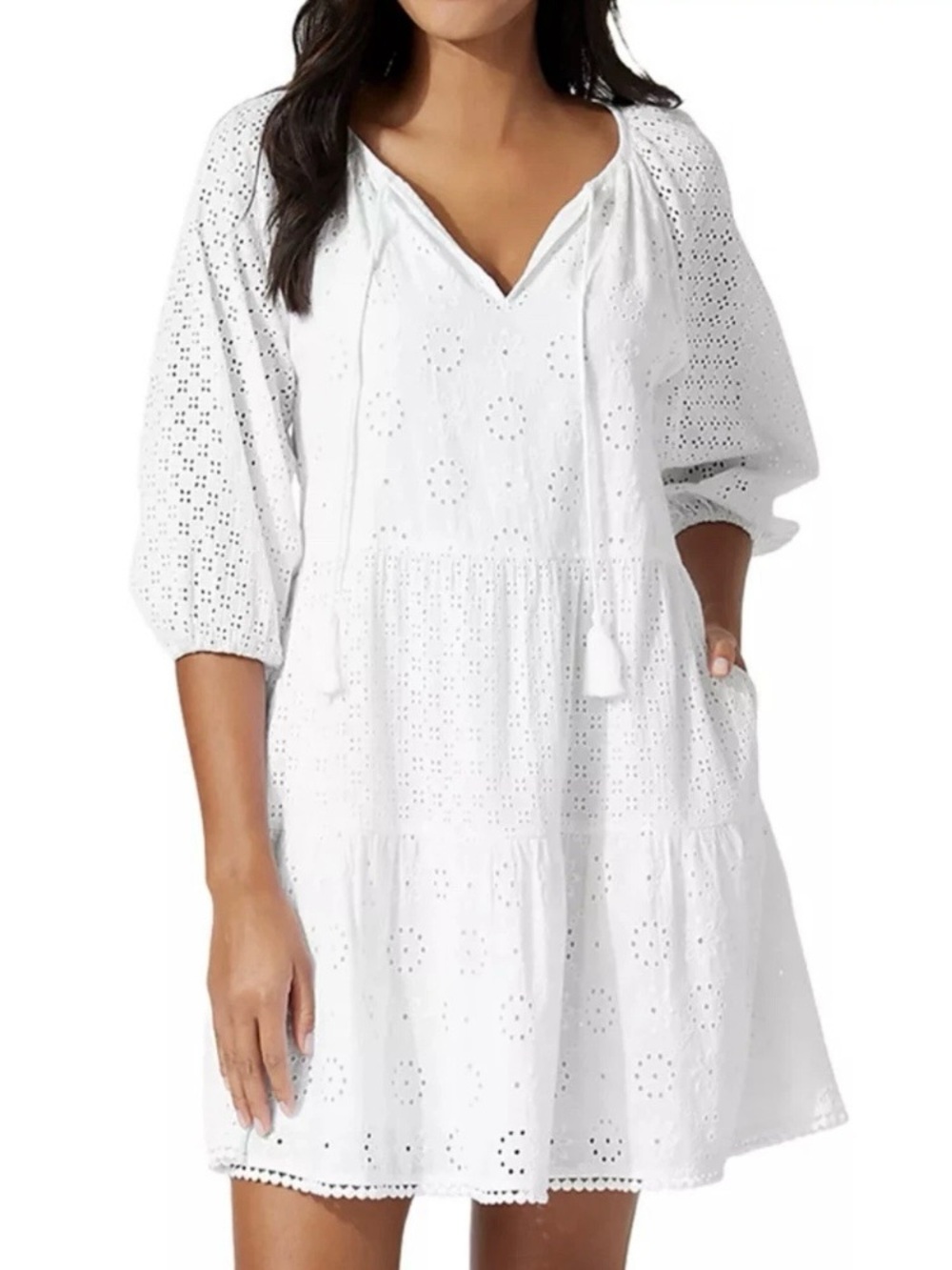 Tommy Bahama Harbour White Eyelet Dress Swim Cover-Up Size Medium New